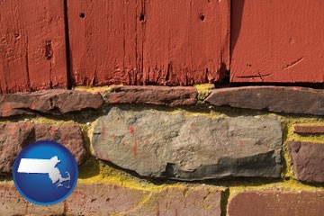 wooden barn siding - with Massachusetts icon